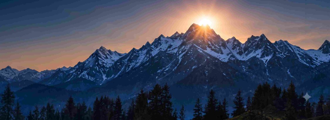 Sunrise over a mountain range